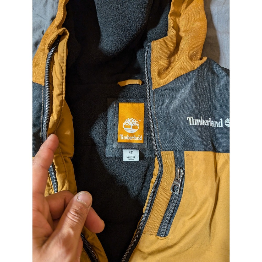 TIMBERLAND BOYS Logo Puffy‎ Jacket Mustard 4T - Picture 5 of 13